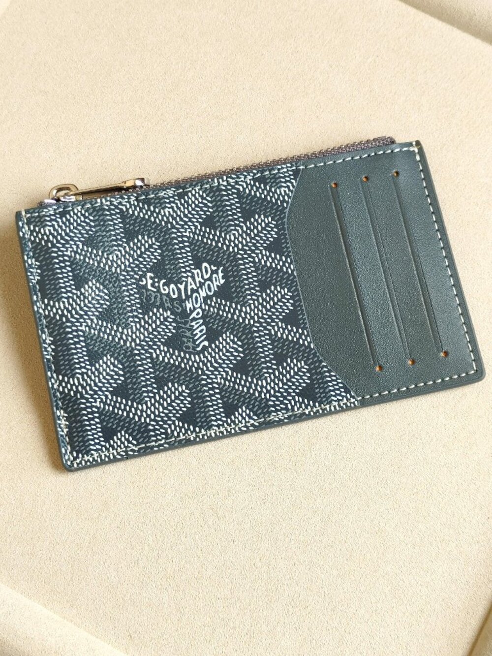 Goyard Bourbon Zipper Grey Card Holder Wallet